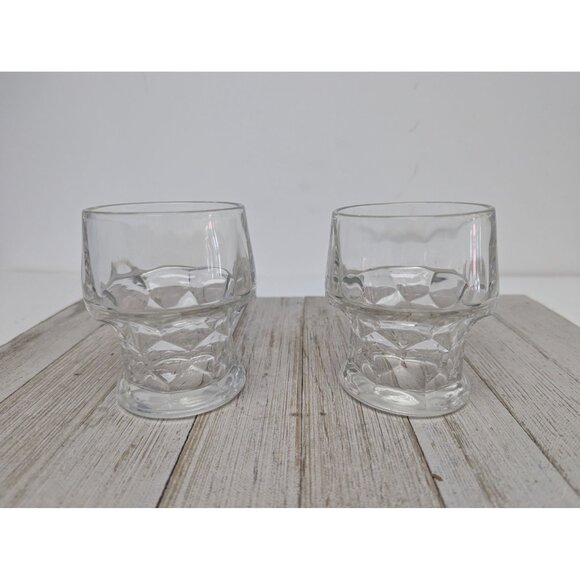 Set of 2 Vintage Honeycomb Georgian Tumbler Juice Water Glass 3 7/8" Tall Clear - Picture 1 of 10